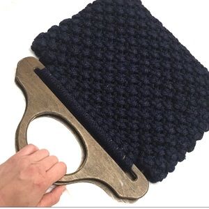 Vintage wood handle crochet bag